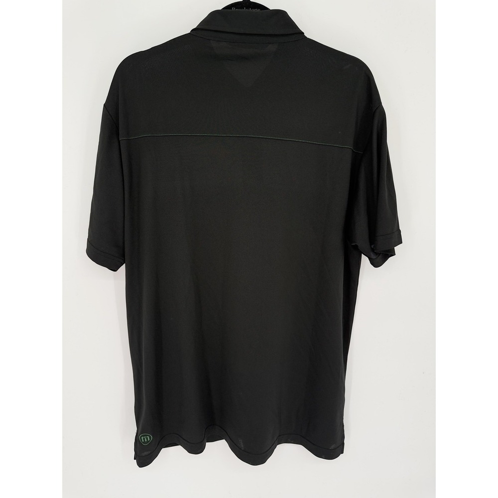 TravisMathew Polo Shirt Mens XL Black Green‎ Stripe Golf Performance Colorblock - Picture 6 of 10